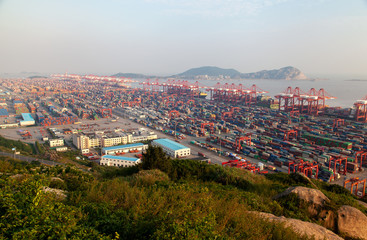 Yangshan Port with Shanghai terminal in China 
