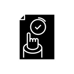 Right choise black icon, concept illustration, vector flat symbol, glyph sign.