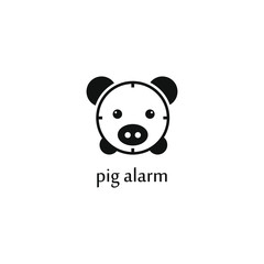 creative pig vector with alarm concept logo design