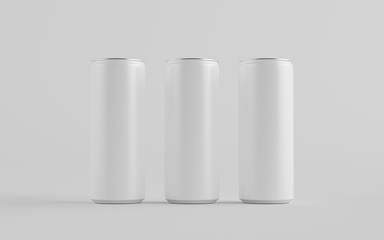 250ml / 8.4 oz. Aluminium Can Mockup - Three Cans. Blank Label.  3D Illustration