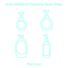 Anti-bacterial Foaming Hand Soap. Hand sanitizer. Alcohol-based hand rub. Rubbing alcohol. soap dispenser. Protection from germs such as coronavirus (Covid-19) icon design