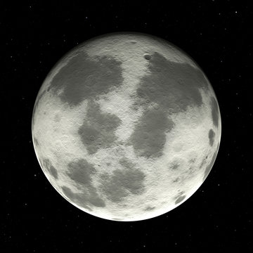 3D illustration of Full Moon, the most bright lunar phase