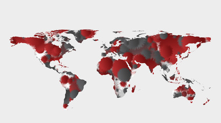 World Map Concept Design,Covic-19,Coronavirus outbreak spread,Countries where the virus has spread. Coronavirus Map,vector.