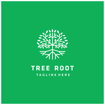 Circle Tree Minimalist Logo Isolated On A Green Background Logo Design Inspiration	