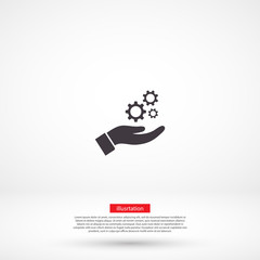 Gears vector icon , lorem ipsum Flat design