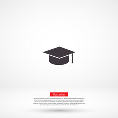 Graduation cap vector icon , lorem ipsum Flat design