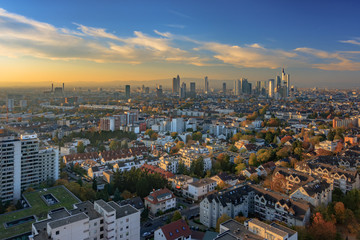 nice view over Frankfurt in the evening ... great view over the whole of Frankfurt... aerial view of paris