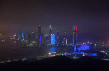 Zhuhai of Guangdong near Macau in China at night 