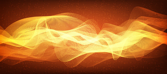 Modern Orange Digital Line,Sound Wave Technology and earthquake wave concept,design for music studio and science,Vector Illustration.