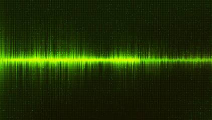Green Digital Sound Wave Background,Music and Hi-tech diagram concept,design for music studio and science,Vector Illustration.