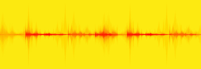 Blood Red Digital Sound Wave Low and Hight richter scale on yellow Background,technology and earthquake wave diagram and Moving heart concept,design for music studio and science,Vector Illustration.