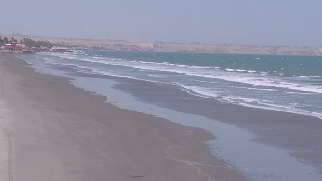 Static view of waves in Colan Beach in Piura Region, Peru