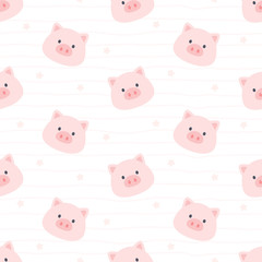 Cute pig seamless pattern background