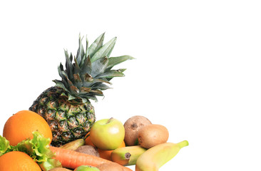 Still life of fruit Isolated on a white background. Side view. Close-up.