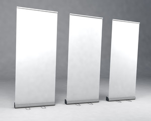 3d render roll up banner low view