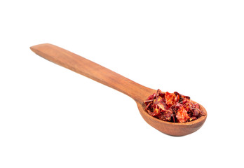 Dry red pepper in spoon