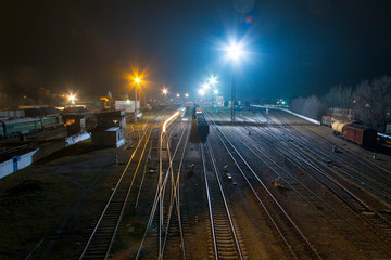 Fototapeta na wymiar Railway station at night