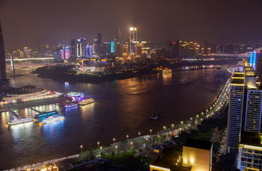 Fototapeta na wymiar Chongqing vessels on Yangtze and Jialing in China 