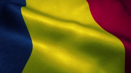 Chad flag waving in the wind. National flag of Chad. Sign of Chad. 3d illustration