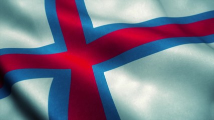Obraz premium Faroe Islands flag waving in the wind. National flag of Faroe Islands. Sign of Faroe Islands. 3d illustration