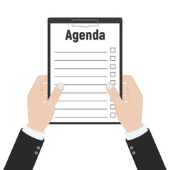 Clipboard agenda. Vector illustration flat design. Isolated on background. White sheets with marks.