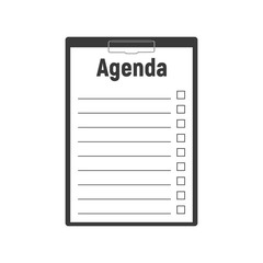 Clipboard agenda. Vector illustration flat design. Isolated on background. White sheets with marks.