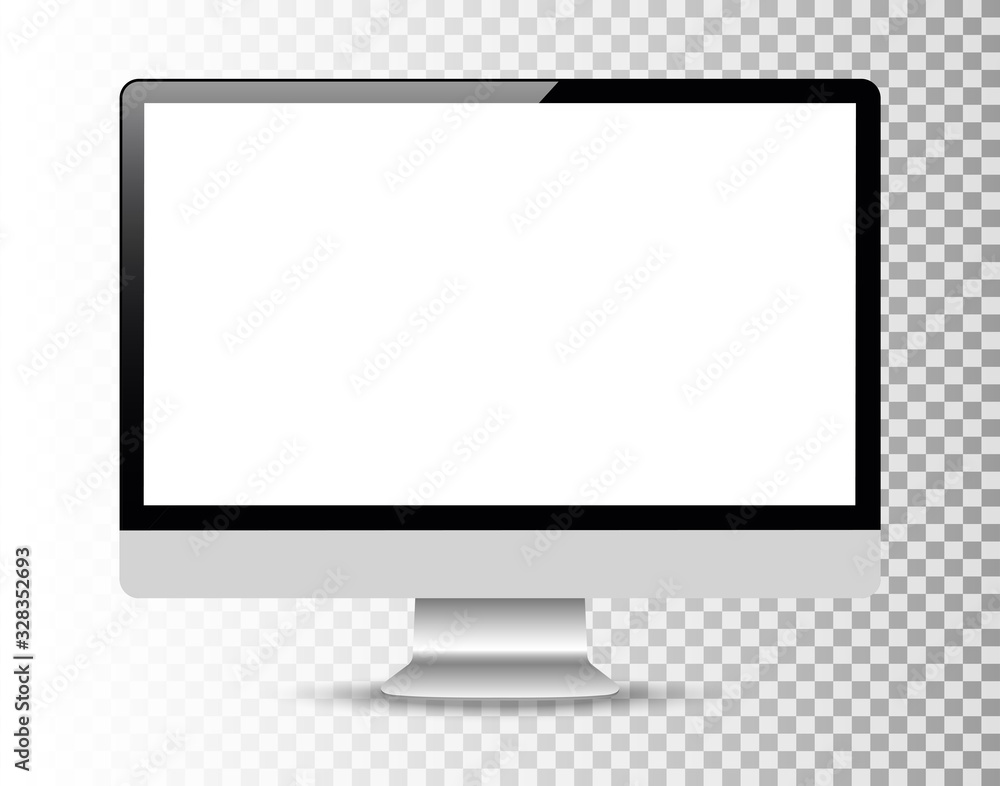 Poster realistic computer or pc monitor isolated on background. vector mockup.