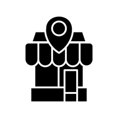 Store location black icon, concept illustration, vector flat symbol, glyph sign.