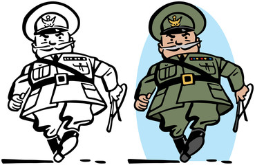 A cartoon of an American World War II era army general. 