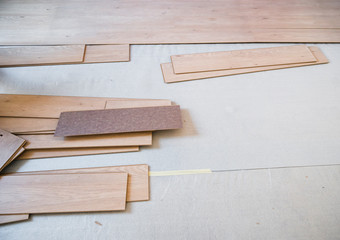 Maintenance works at the floor in apartment