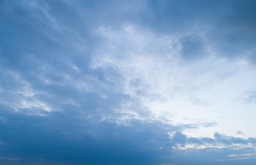 Beautiful sky with stretched clouds during twilight.