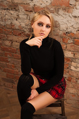 Sexy caucasian woman touching her chin