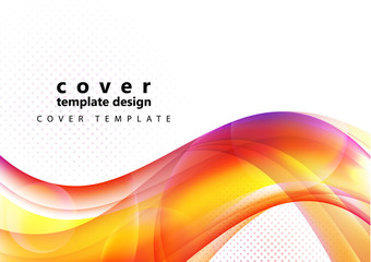 Colored wavy lines with light effects, transparent circles, motion concept. Presentation banner and business card design template.