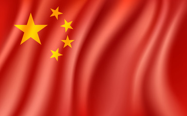 China Flag, Waving Chinese national flag background, vector illustration