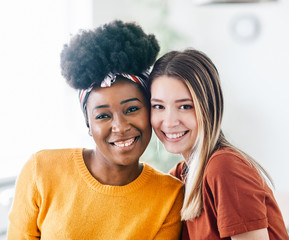 young woman girl friend friendship portrait smiling two love