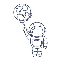 Astronaut coloring book line art design vector illustration. Space separate objects. Space hand drawn doodle design elements.