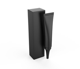 Blank cosmetic tube with box for for branding and design. 3d render illustration.