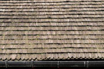 Texture od wooden roof made of old wood. Raw wood after years.