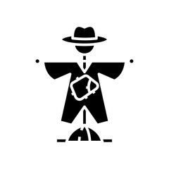Scarecrow black icon, concept illustration, vector flat symbol, glyph sign.