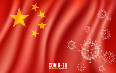 Coronavirus disease COVID-19 infection medical. New official name for Coronavirus disease named COVID-19, pandemic risk on China flag background, vector illustration