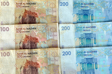 Africa - Morocco - money - dirhams - 100 and 200 banknote 