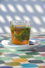 Africa - Morocco - Glass of mint tea 