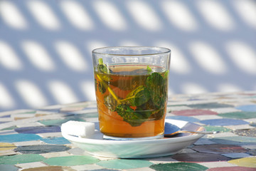 Africa - Morocco - Glass of mint tea 
