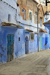 Fototapeta na wymiar Africa - Morocco - Chefchaouen medina - handicraft products in the blue city heritage of humanity - unesco