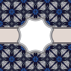 Vintage vector abstract flower frame with text place