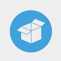 open box icon symbol in blue circle