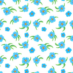 Forget-me-nots on a white background.Seanless pattern with blue flowers.Vector illustration for a spring holiday