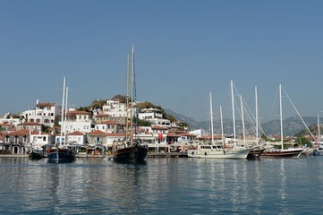 Fototapeta na wymiar View of the city of Marmaris from the sea. Turkey