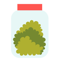 Vector illustration of cannabis buds in glass jar