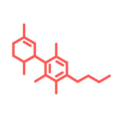 Vector cannabidiol (CBD) molecule. Cannabis or hemp or marijuana chemical formula.